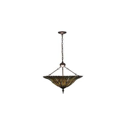 Tiffany Lotus Leaf 3 Light 24" Wide Pendant