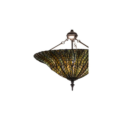 Tiffany Lotus Leaf 3 Light 24" Wide Pendant