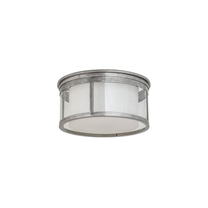 Cilindro Campbell 3 Light 19" Wide Flush Mount Drum Ceiling Fixture with Clear Glass Outer and Statuario Idalight Inner Shade - Steel Finish
