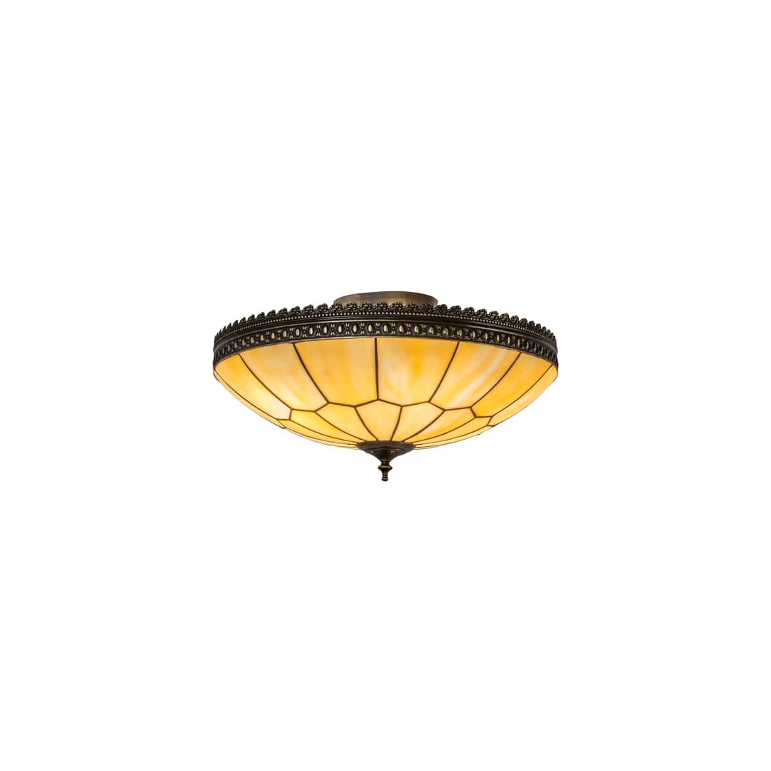 Vincent Honeycomb 4 Light 20" Wide Semi-Flush Bowl Ceiling Fixture with Beige Glass Shade - Craftsman Brown Finish