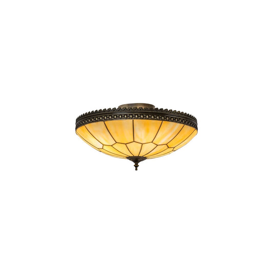 Vincent Honeycomb 4 Light 20" Wide Semi-Flush Bowl Ceiling Fixture with Beige Glass Shade - Craftsman Brown Finish