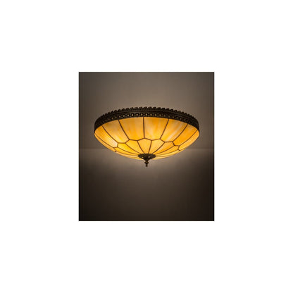 Vincent Honeycomb 4 Light 20" Wide Semi-Flush Bowl Ceiling Fixture with Beige Glass Shade - Craftsman Brown Finish