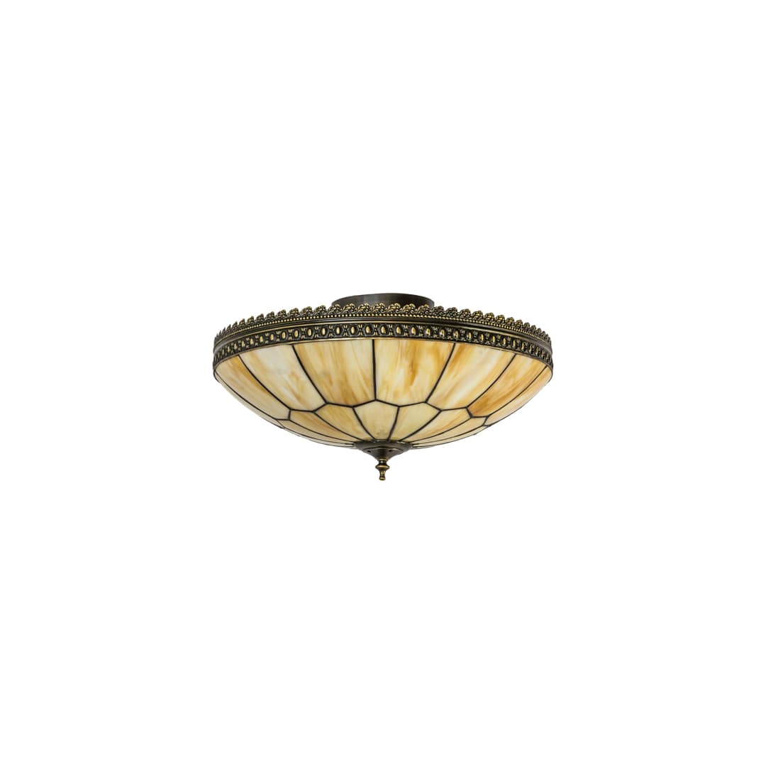 Vincent Honeycomb 4 Light 20" Wide Semi-Flush Bowl Ceiling Fixture with Beige Glass Shade - Craftsman Brown Finish