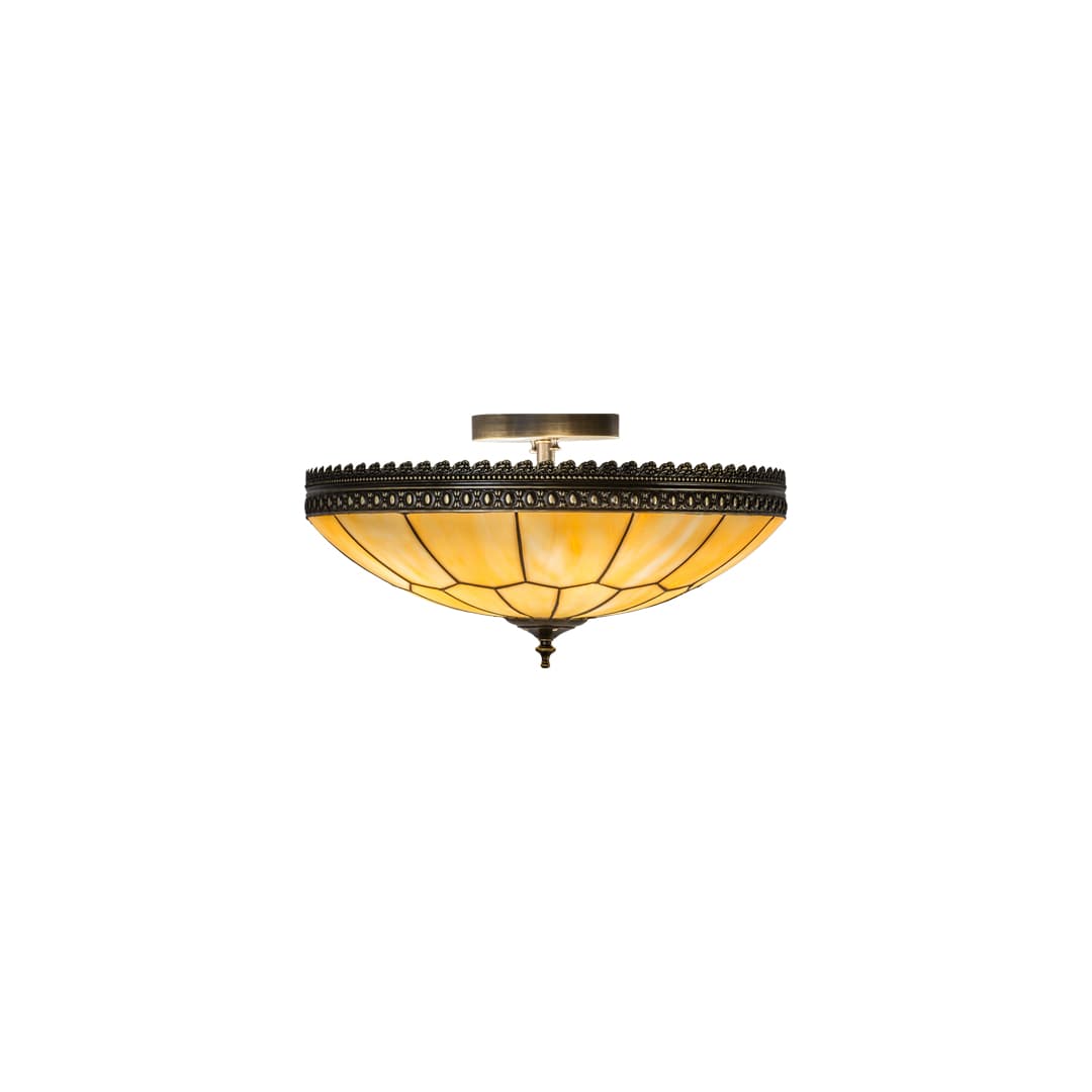 Vincent Honeycomb 4 Light 20" Wide Semi-Flush Bowl Ceiling Fixture with Beige Glass Shade - Craftsman Brown Finish