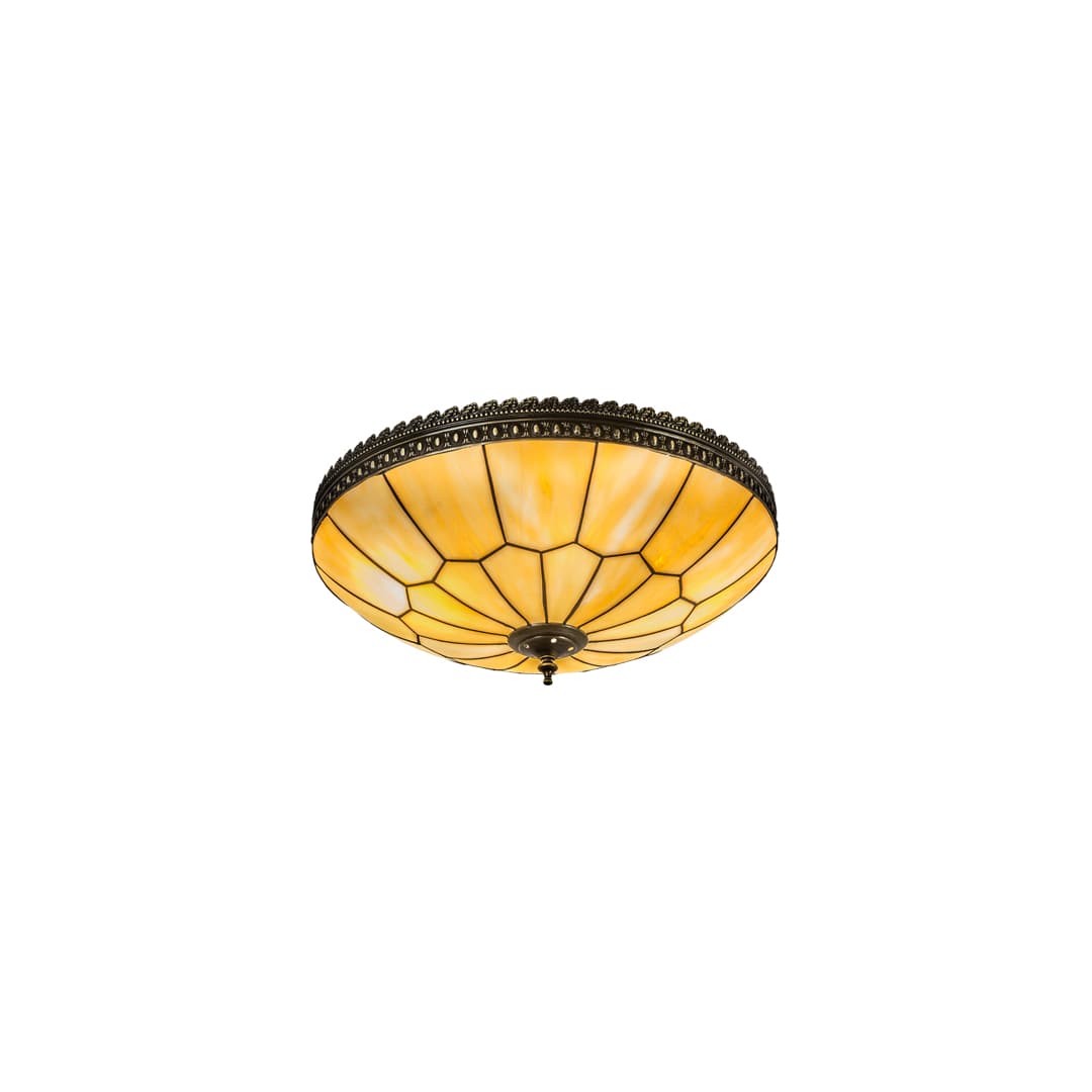 Vincent Honeycomb 4 Light 20" Wide Semi-Flush Bowl Ceiling Fixture with Beige Glass Shade - Craftsman Brown Finish
