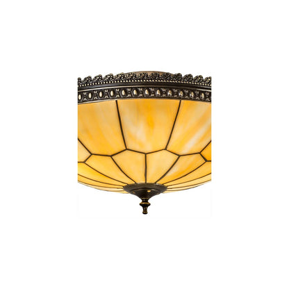 Vincent Honeycomb 4 Light 20" Wide Semi-Flush Bowl Ceiling Fixture with Beige Glass Shade - Craftsman Brown Finish