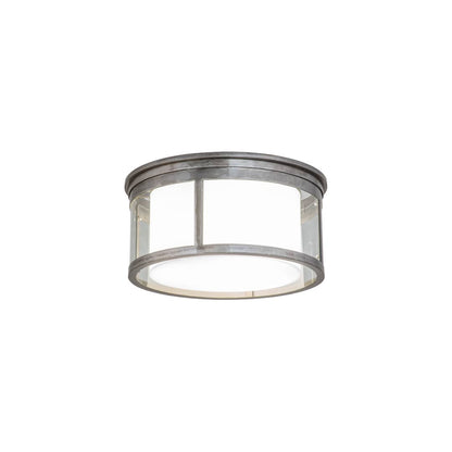 Cilindro Campbell 3 Light 19" Wide Flush Mount Drum Ceiling Fixture with Clear Idalight Outer and Statuario Idalight Inner Shade - Steel Finish