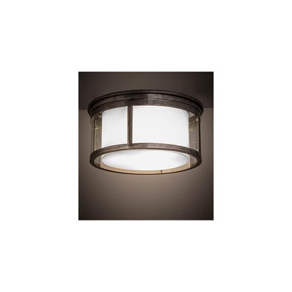 Cilindro Campbell 3 Light 19" Wide Flush Mount Drum Ceiling Fixture with Clear Idalight Outer and Statuario Idalight Inner Shade - Steel Finish