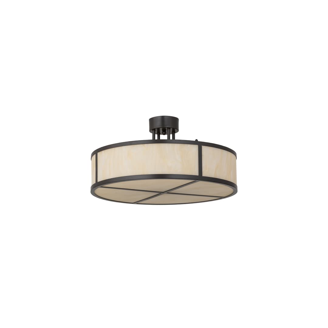 Cilindro 4 Light 24" Wide Semi-Flush Drum Ceiling Fixture with Beige Idalight Shade - Timeless Bronze Finish