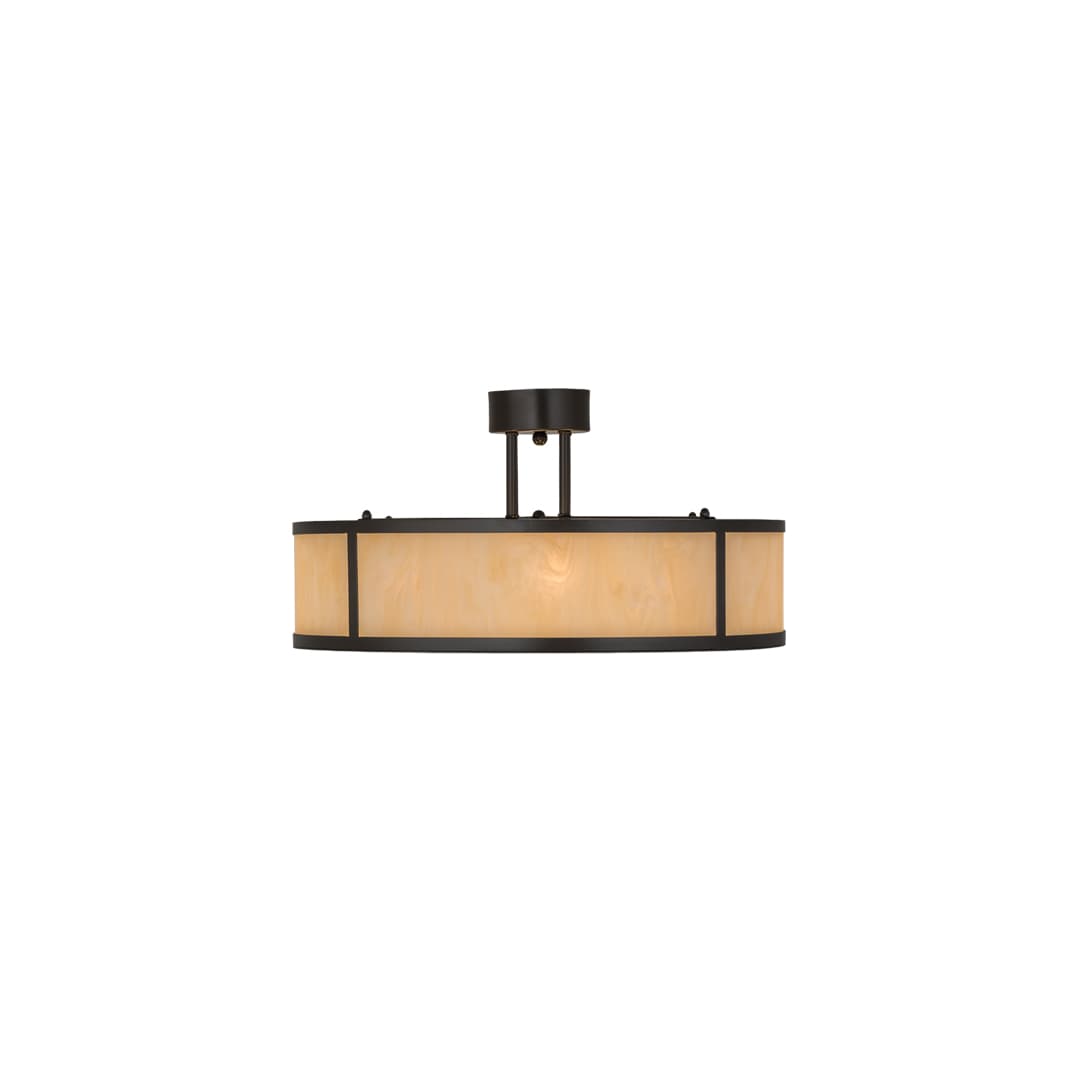 Cilindro 4 Light 24" Wide Semi-Flush Drum Ceiling Fixture with Beige Idalight Shade - Timeless Bronze Finish