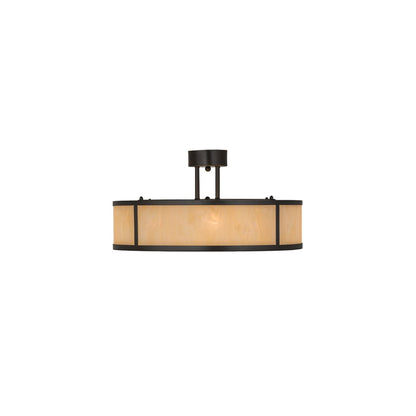 Cilindro 4 Light 24" Wide Semi-Flush Drum Ceiling Fixture with Beige Idalight Shade - Timeless Bronze Finish
