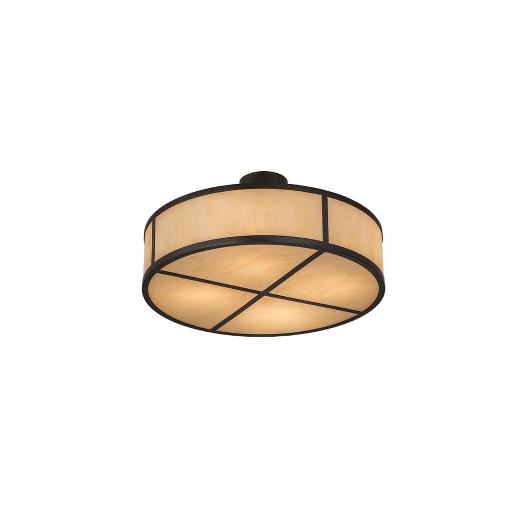 Cilindro 4 Light 24" Wide Semi-Flush Drum Ceiling Fixture with Beige Idalight Shade - Timeless Bronze Finish
