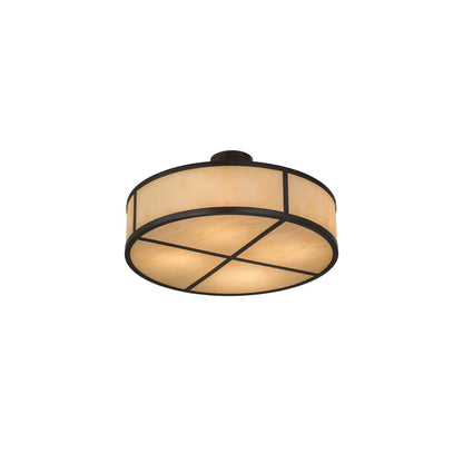 Cilindro 4 Light 24" Wide Semi-Flush Drum Ceiling Fixture with Beige Idalight Shade - Timeless Bronze Finish