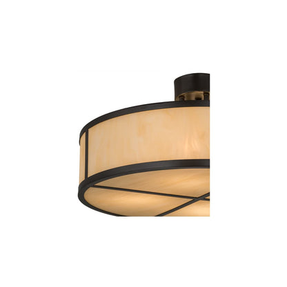 Cilindro 4 Light 24" Wide Semi-Flush Drum Ceiling Fixture with Beige Idalight Shade - Timeless Bronze Finish