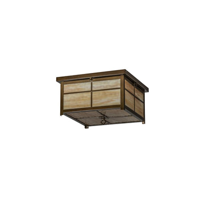 Mission 4 Light 24" Wide Flush Mount Square Ceiling Fixture - Antique Copper Finish