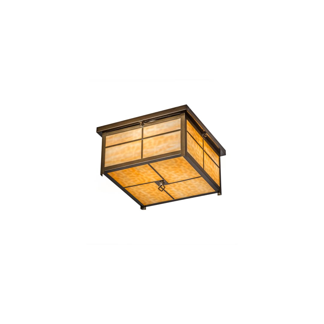 Mission 4 Light 24" Wide Flush Mount Square Ceiling Fixture - Antique Copper Finish