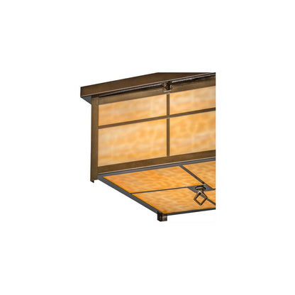 Mission 4 Light 24" Wide Flush Mount Square Ceiling Fixture - Antique Copper Finish