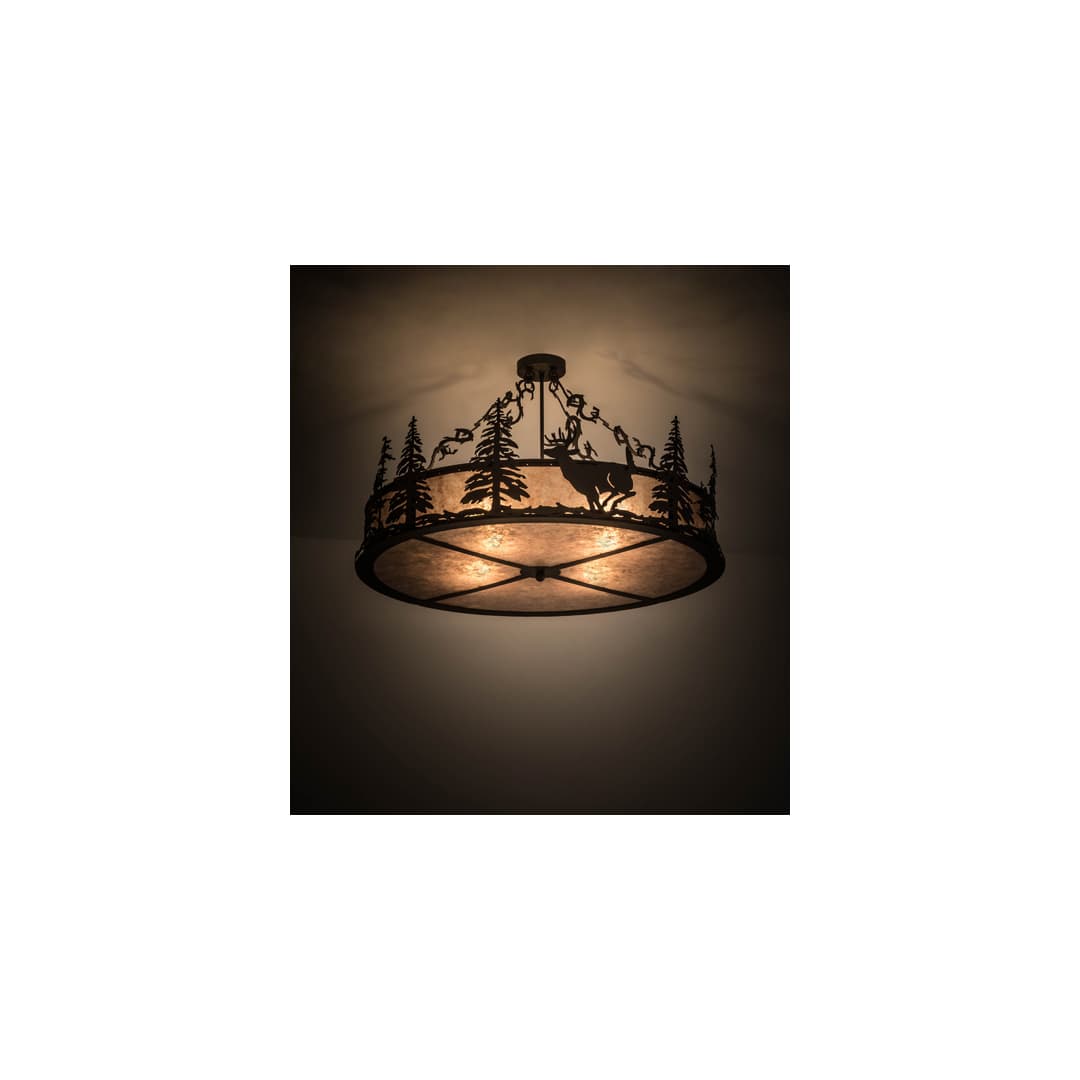 Wildlife at Dusk 4 Light 36" Wide Semi-Flush Drum Ceiling Fixture