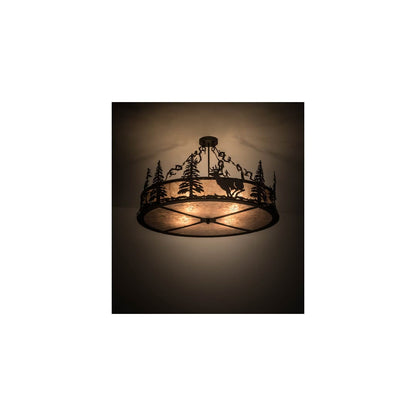 Wildlife at Dusk 4 Light 36" Wide Semi-Flush Drum Ceiling Fixture