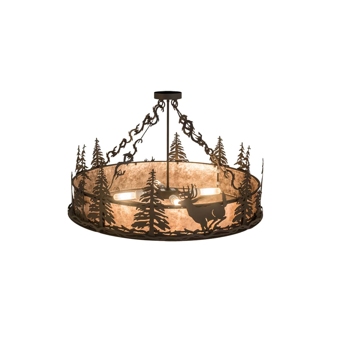 Wildlife at Dusk 4 Light 36" Wide Semi-Flush Drum Ceiling Fixture