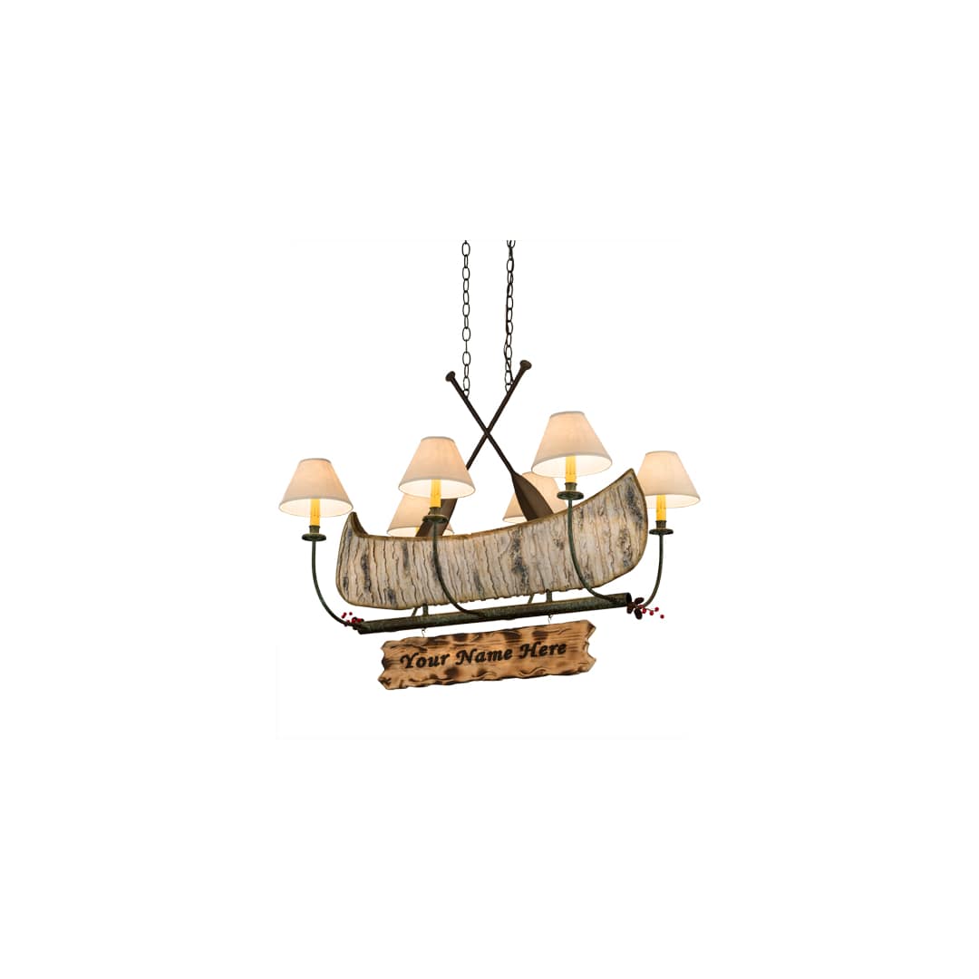 Personalized Canoe 6 Light 25" Wide Linear Chandelier