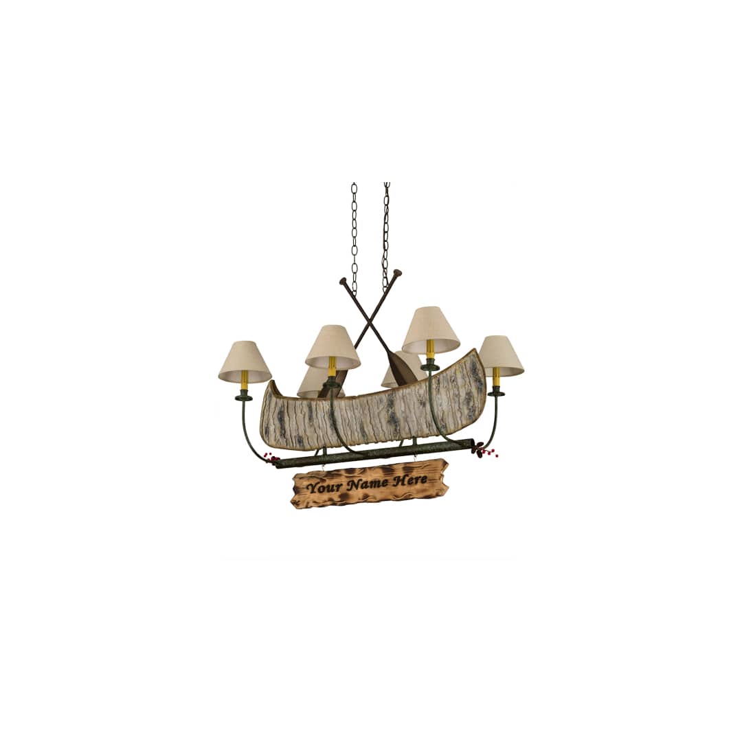 Personalized Canoe 6 Light 25" Wide Linear Chandelier