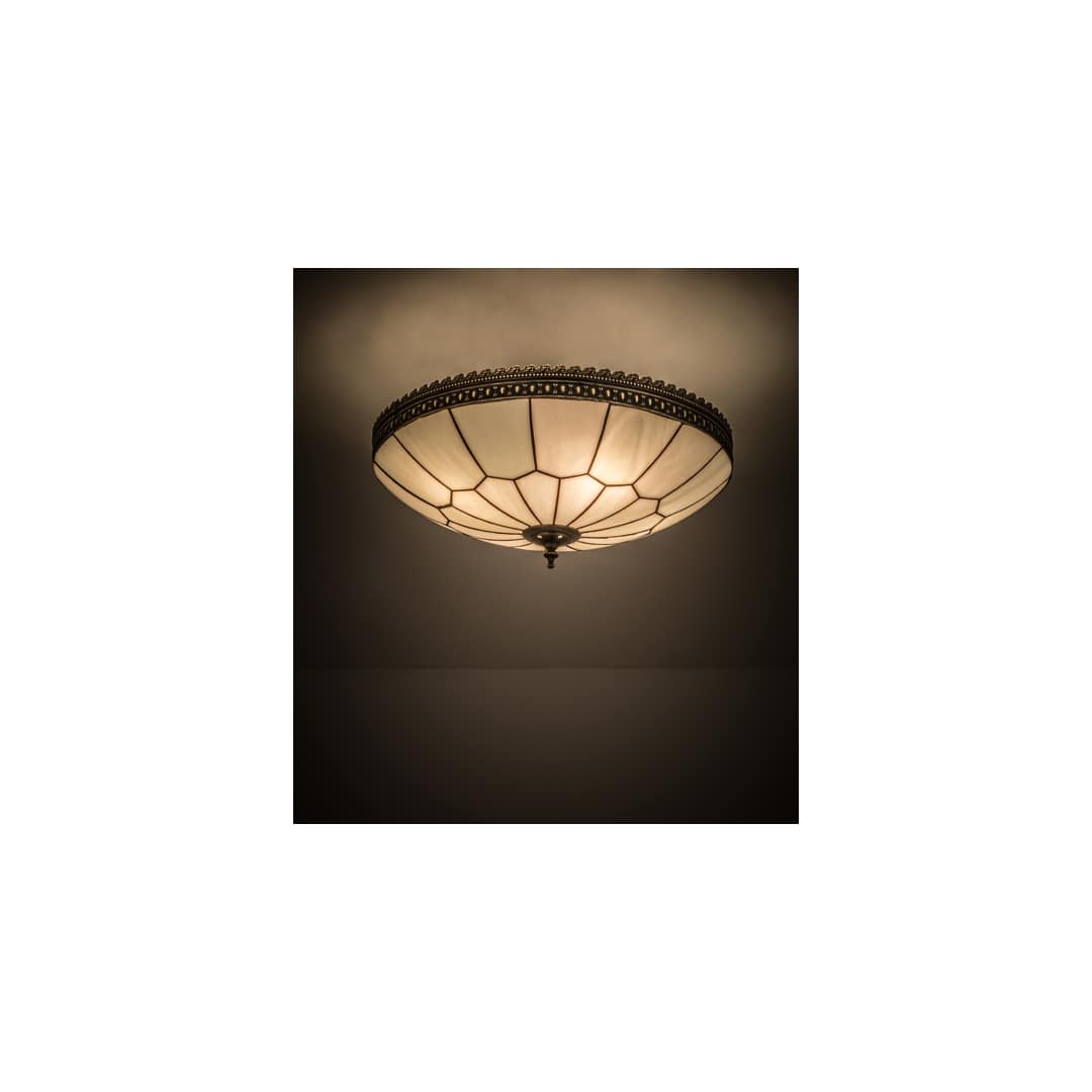Vincent Honeycomb 4 Light 20" Wide Semi-Flush Bowl Ceiling Fixture with White Opal Glass Shade - Craftsman Brown Finish