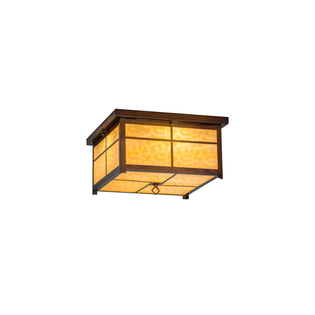 Mission 4 Light 24" Wide Flush Mount Square Ceiling Fixture - Transparent Copper Finish
