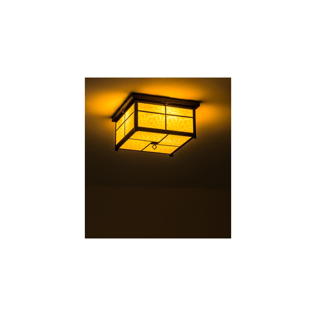 Mission 4 Light 24" Wide Flush Mount Square Ceiling Fixture - Transparent Copper Finish