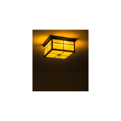 Mission 4 Light 24" Wide Flush Mount Square Ceiling Fixture - Transparent Copper Finish