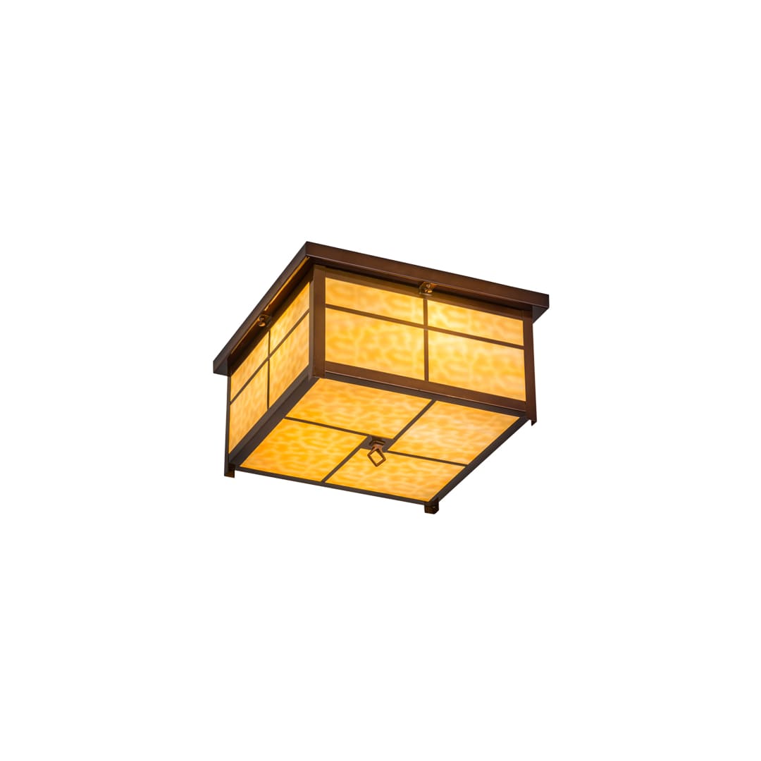 Mission 4 Light 24" Wide Flush Mount Square Ceiling Fixture - Transparent Copper Finish