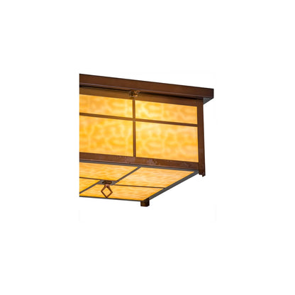 Mission 4 Light 24" Wide Flush Mount Square Ceiling Fixture - Transparent Copper Finish
