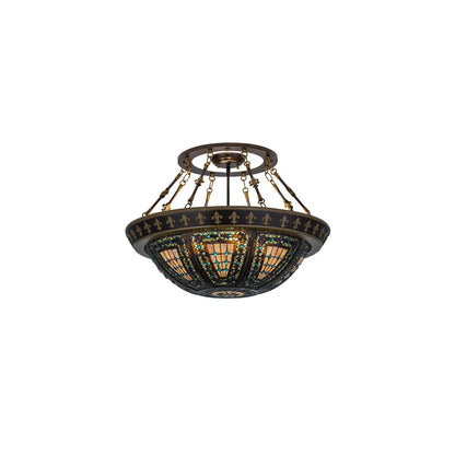 Fleur-de-lis 4 Light 28" Wide Semi-Flush Bowl Ceiling Fixture - Copper Vein Finish