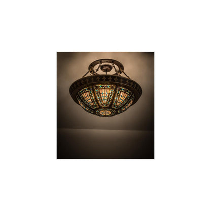 Fleur-de-lis 4 Light 28" Wide Semi-Flush Bowl Ceiling Fixture - Copper Vein Finish