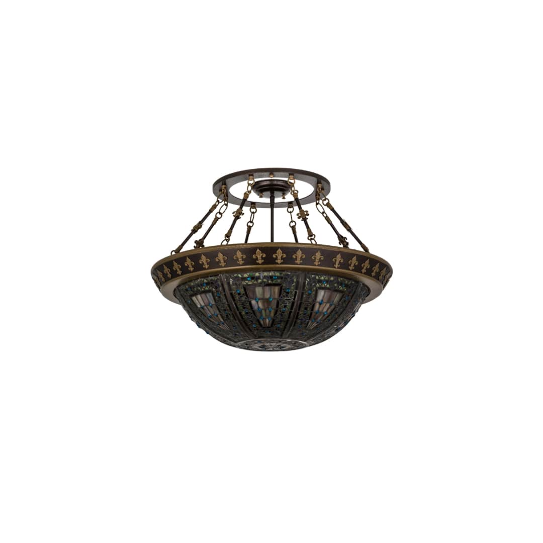 Fleur-de-lis 4 Light 28" Wide Semi-Flush Bowl Ceiling Fixture - Copper Vein Finish