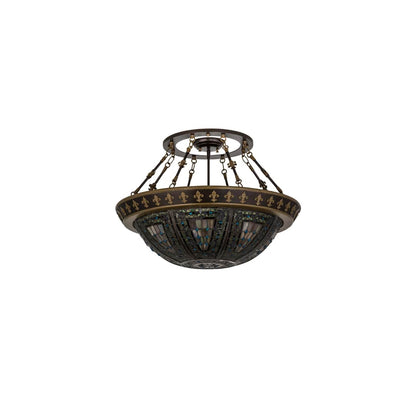 Fleur-de-lis 4 Light 28" Wide Semi-Flush Bowl Ceiling Fixture - Copper Vein Finish