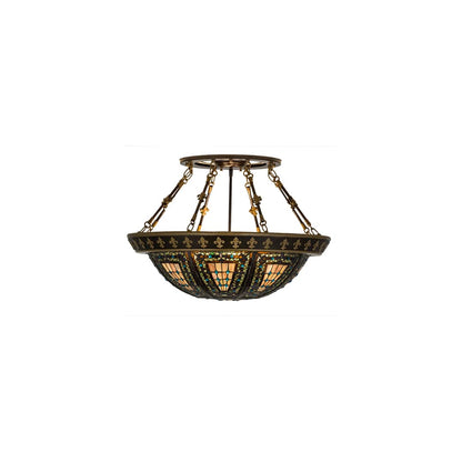 Fleur-de-lis 4 Light 28" Wide Semi-Flush Bowl Ceiling Fixture - Copper Vein Finish