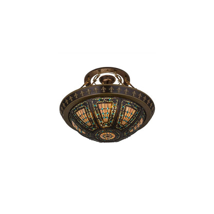 Fleur-de-lis 4 Light 28" Wide Semi-Flush Bowl Ceiling Fixture - Copper Vein Finish