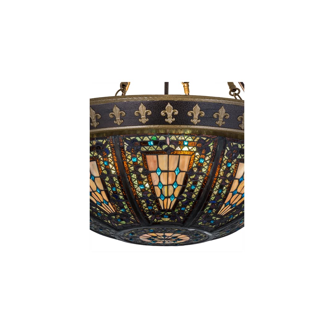 Fleur-de-lis 4 Light 28" Wide Semi-Flush Bowl Ceiling Fixture - Copper Vein Finish