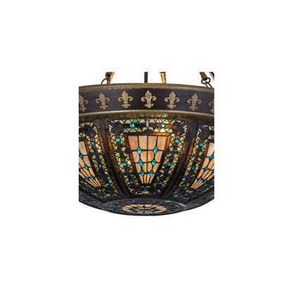 Fleur-de-lis 4 Light 28" Wide Semi-Flush Bowl Ceiling Fixture - Copper Vein Finish