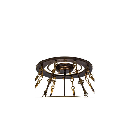 Fleur-de-lis 4 Light 28" Wide Semi-Flush Bowl Ceiling Fixture - Copper Vein Finish