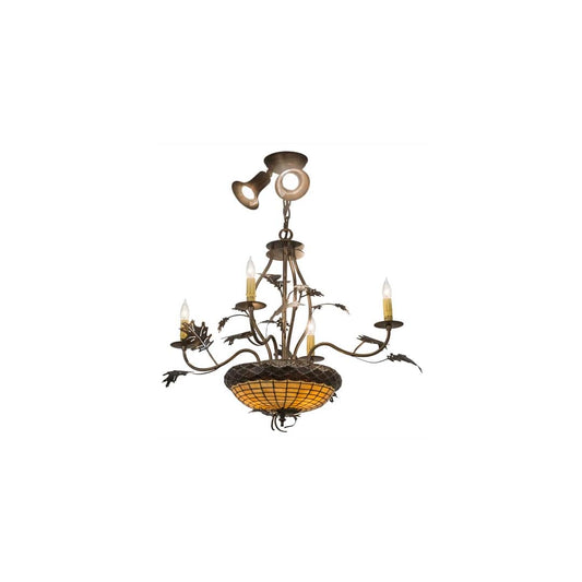 Greenbriar Oak 5 Light 30" Wide Taper Candle Style Chandelier