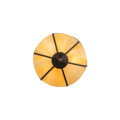 Arts and Crafts 3 Light 18" Wide Semi-Flush Bowl Ceiling Fixture with Beige Iridescent Glass Shade - Craftsman Brown Finish