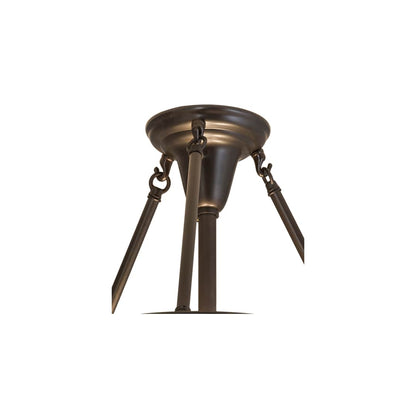 Arts and Crafts 3 Light 18" Wide Semi-Flush Bowl Ceiling Fixture with Beige Iridescent Glass Shade - Craftsman Brown Finish