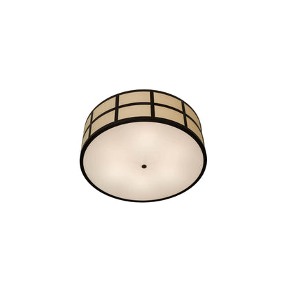 Cilindro Barnabas 6 Light 36" Wide Semi-Flush Drum Ceiling Fixture with Linen Textrene Shade - Timeless Bronze Finish