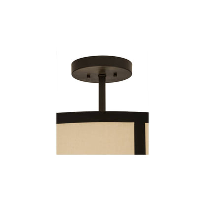 Cilindro Barnabas 6 Light 36" Wide Semi-Flush Drum Ceiling Fixture with Linen Textrene Shade - Timeless Bronze Finish
