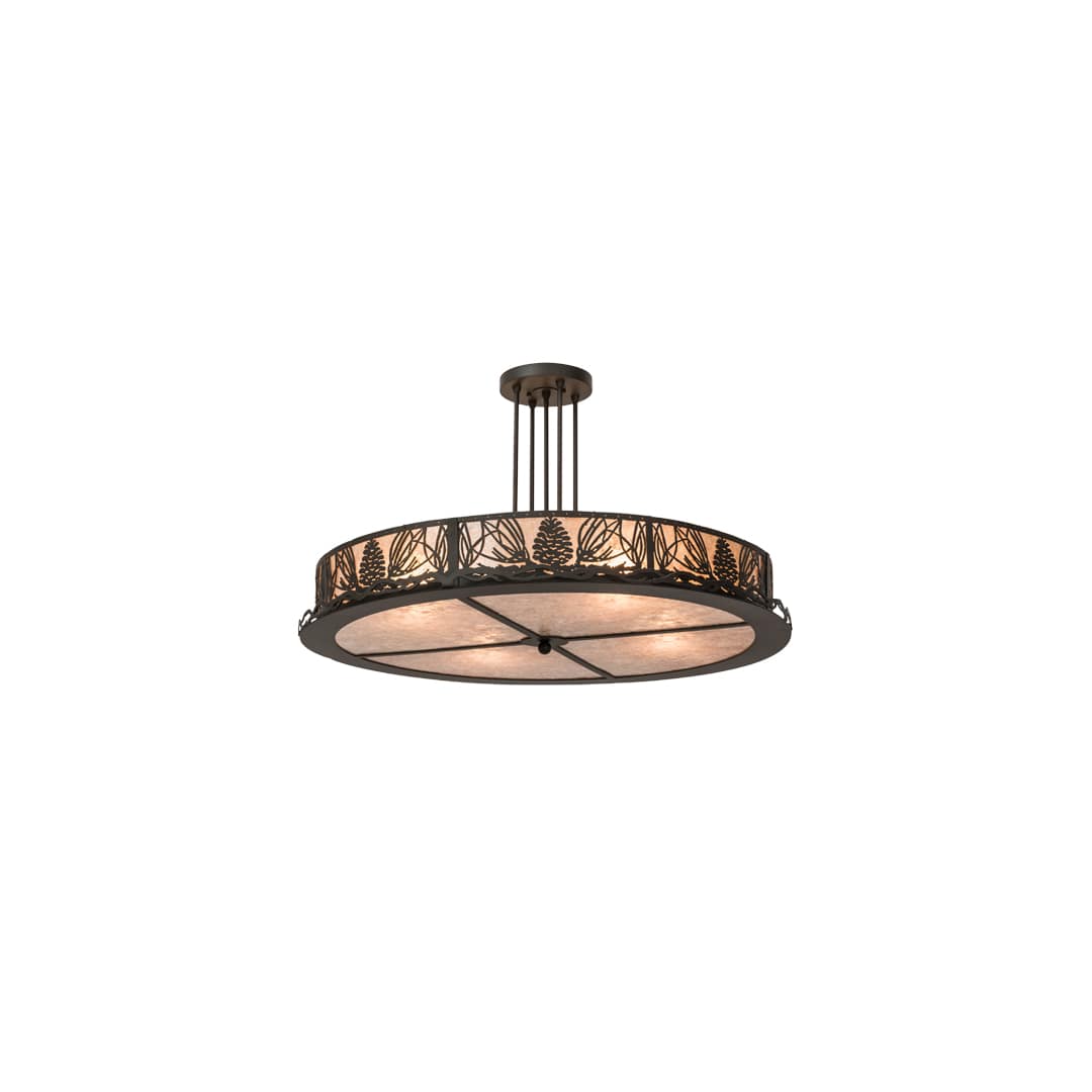 Mountain Pine 4 Light 36" Wide Semi-Flush Drum Ceiling Fixture - Oil Rubbed Bronze Finish