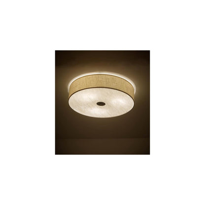 Cilindro 3 Light 36" Wide Semi-Flush Drum Ceiling Fixture with Off-White Shade - Nickel Finish
