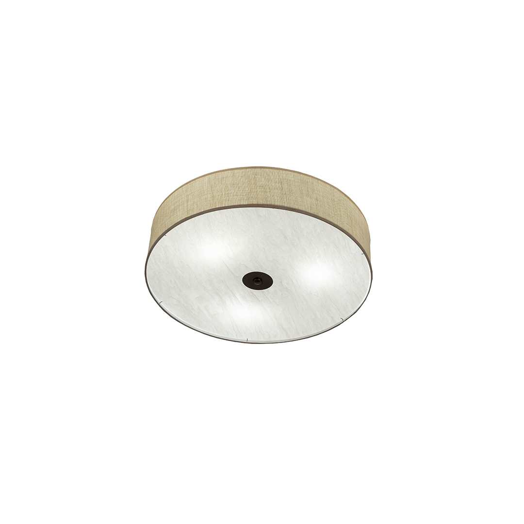 Cilindro 3 Light 36" Wide Semi-Flush Drum Ceiling Fixture with Off-White Shade - Nickel Finish