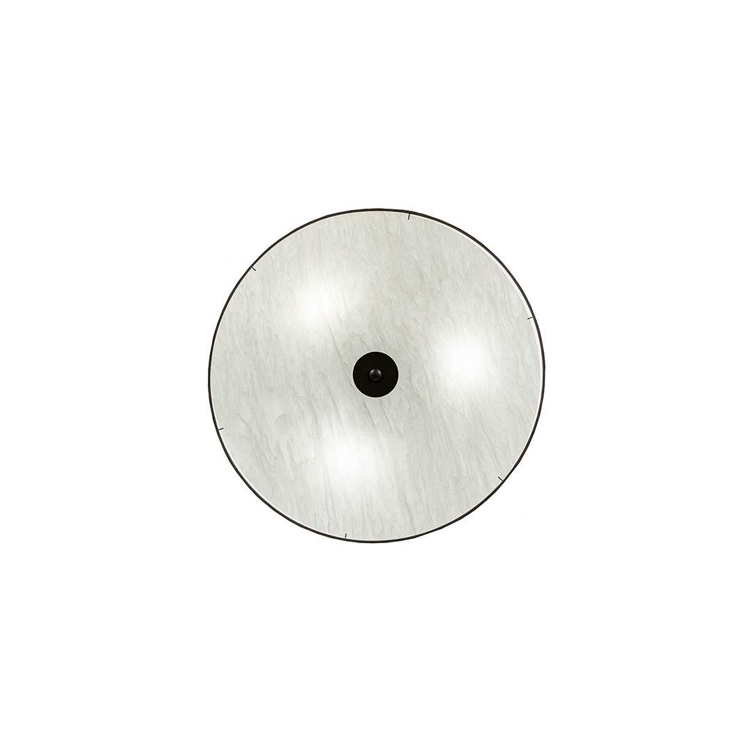 Cilindro 3 Light 36" Wide Semi-Flush Drum Ceiling Fixture with Off-White Shade - Nickel Finish